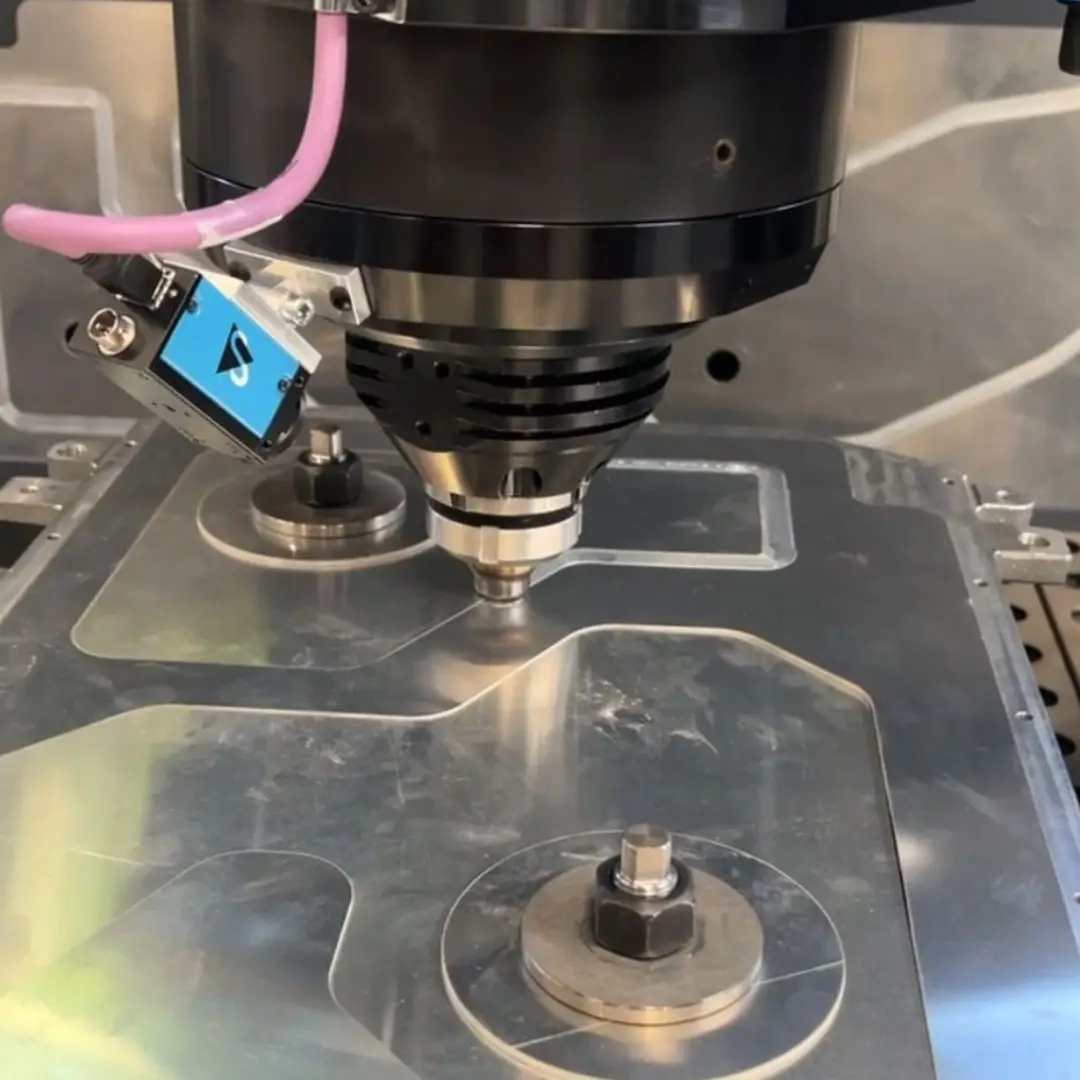 Friction Stir Welding (FSW) head on aluminium plates